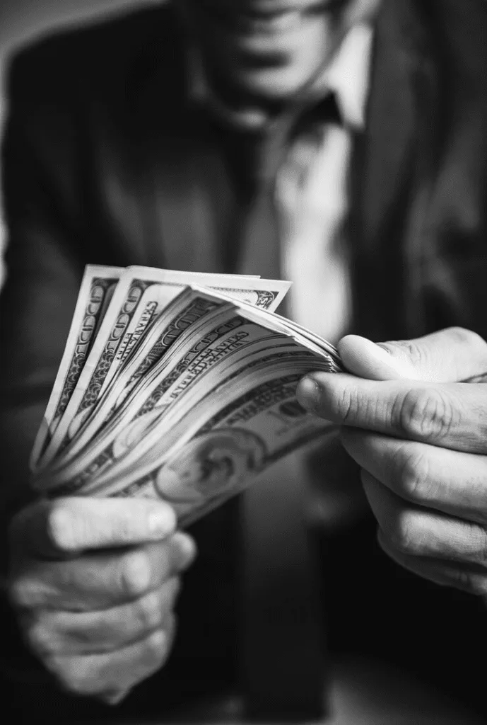 A man holding money in his hands.