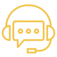 A yellow icon of a person with headphones