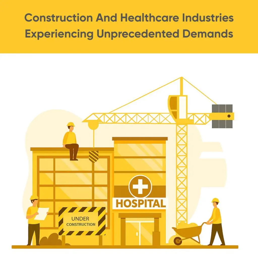 The picture shows a construction happening at a hospital.
